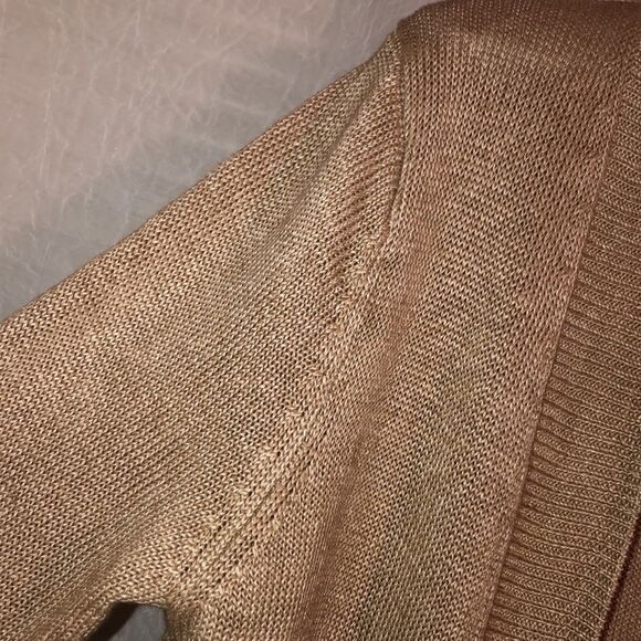 Talbots SP Linen Light Brown Knit Open Front Cardigan Sweater - Picture 5 of 12